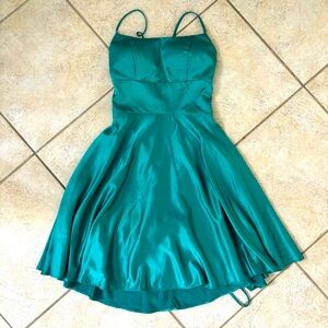 macys mini dress, teal, size 0.